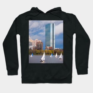 Lean into it- Sailboats by the Hancock on the Charles River Boston MA Hoodie